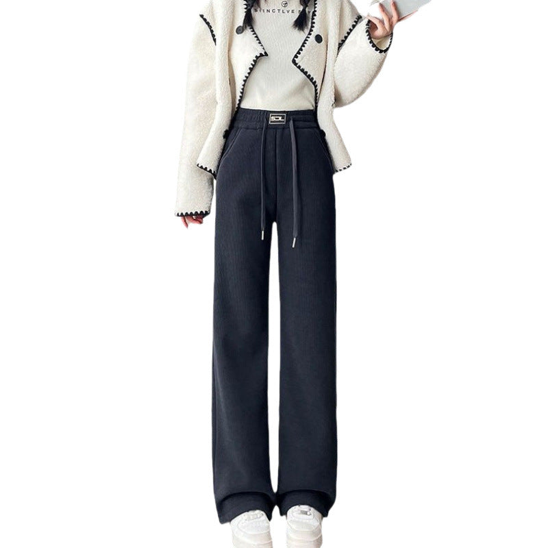 Padded corduroy wide pants for winter