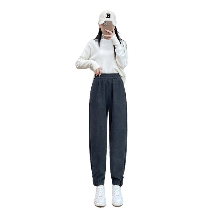 Padded cord jogger pants with cuffs
