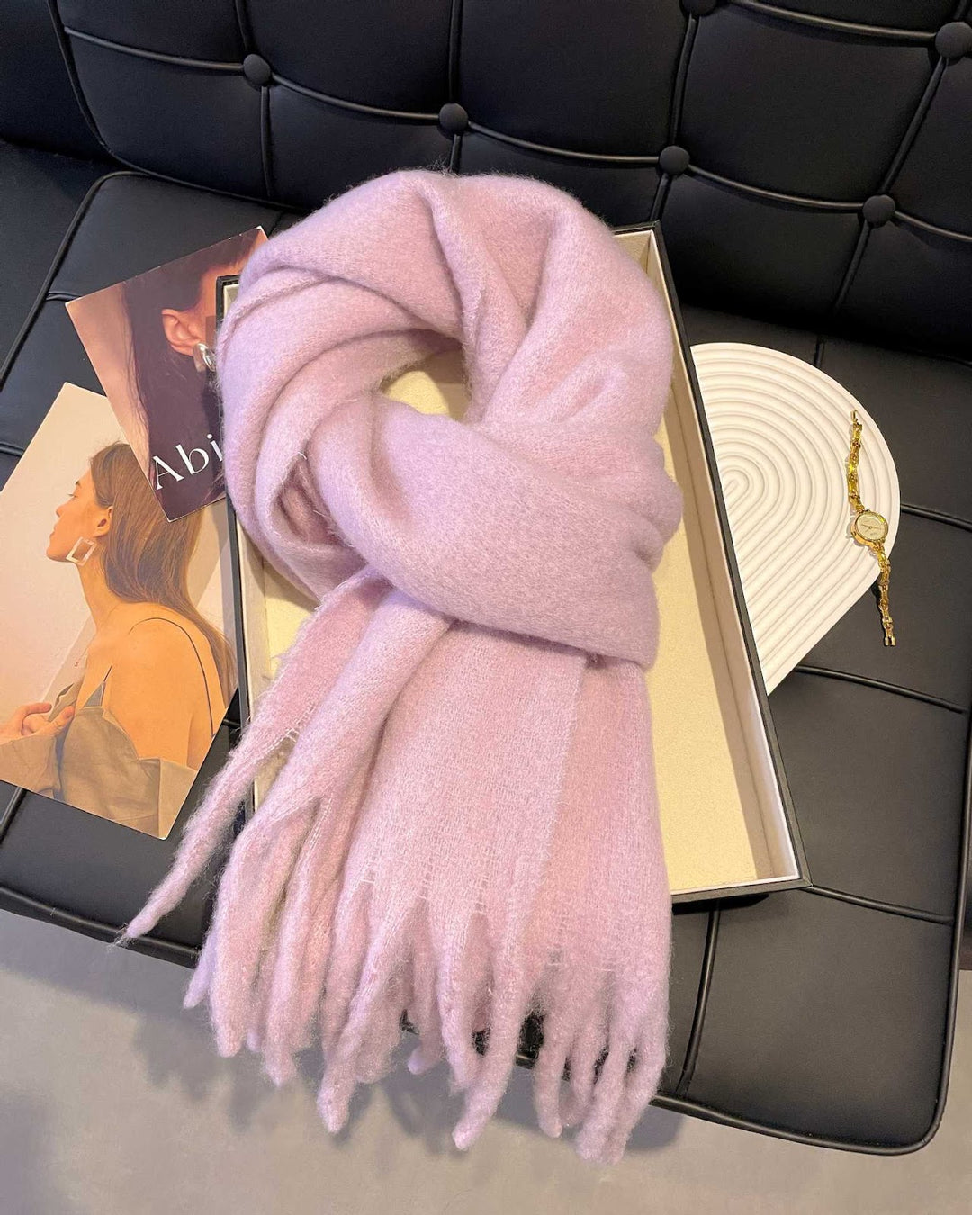 Checked wool scarf for women and men