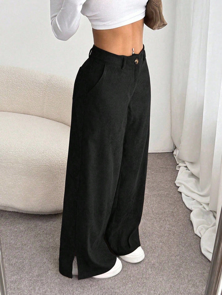 Retro corduroy trousers with straight leg