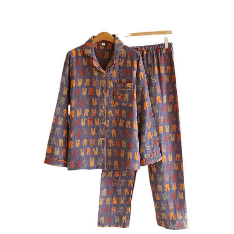 Pair-house suit made of cotton gauze, retro design