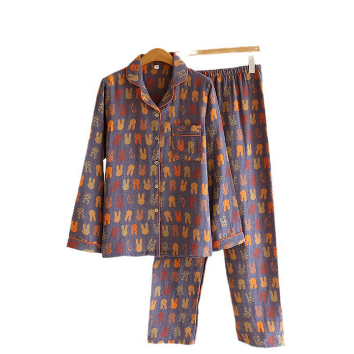 Pair-house suit made of cotton gauze, retro design
