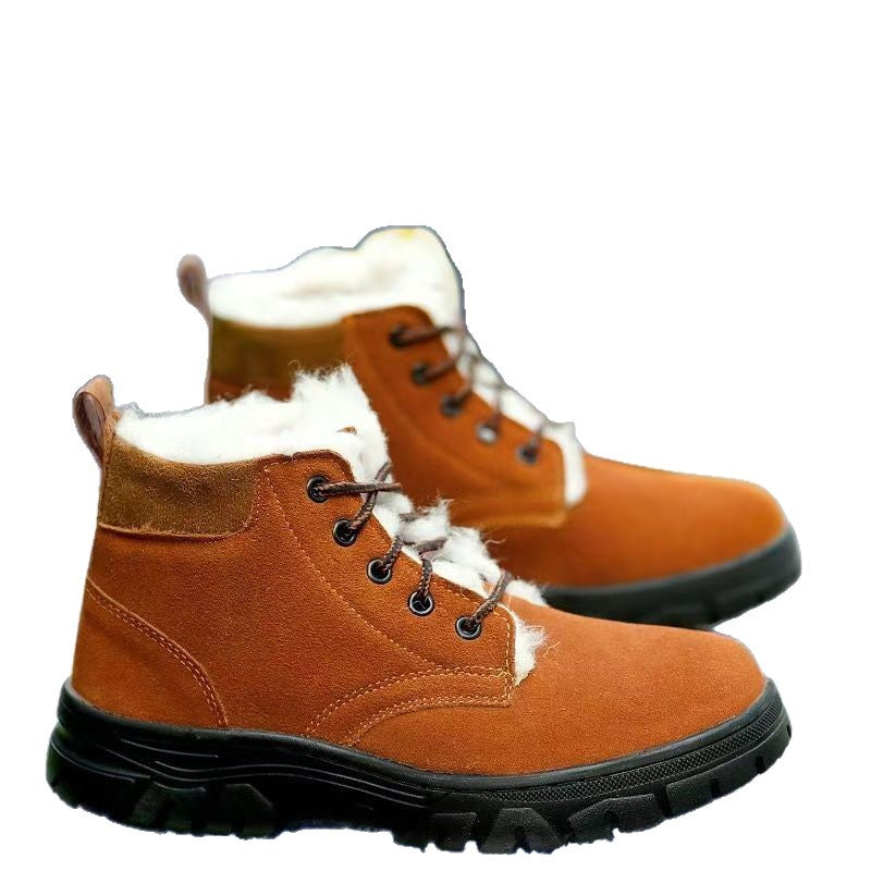 Men's winter boots made of cowhide leather with wool lining