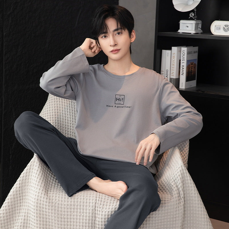 Men's Pajama Set, Crew Neck, Long Sleeve, Lightweight