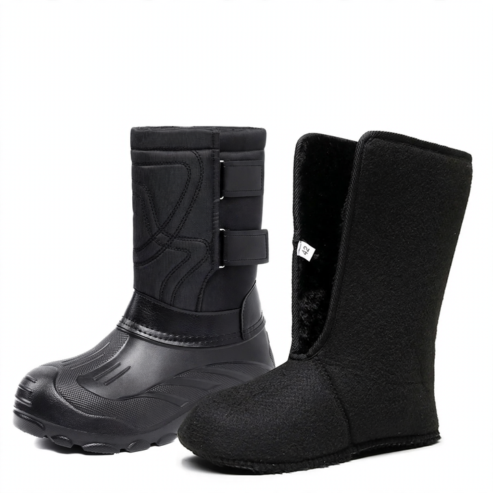 Padded men's winter boots for slipping on