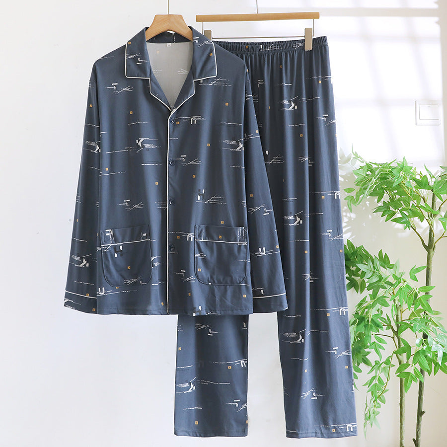 Men's house suit made of cotton, long-sleeved