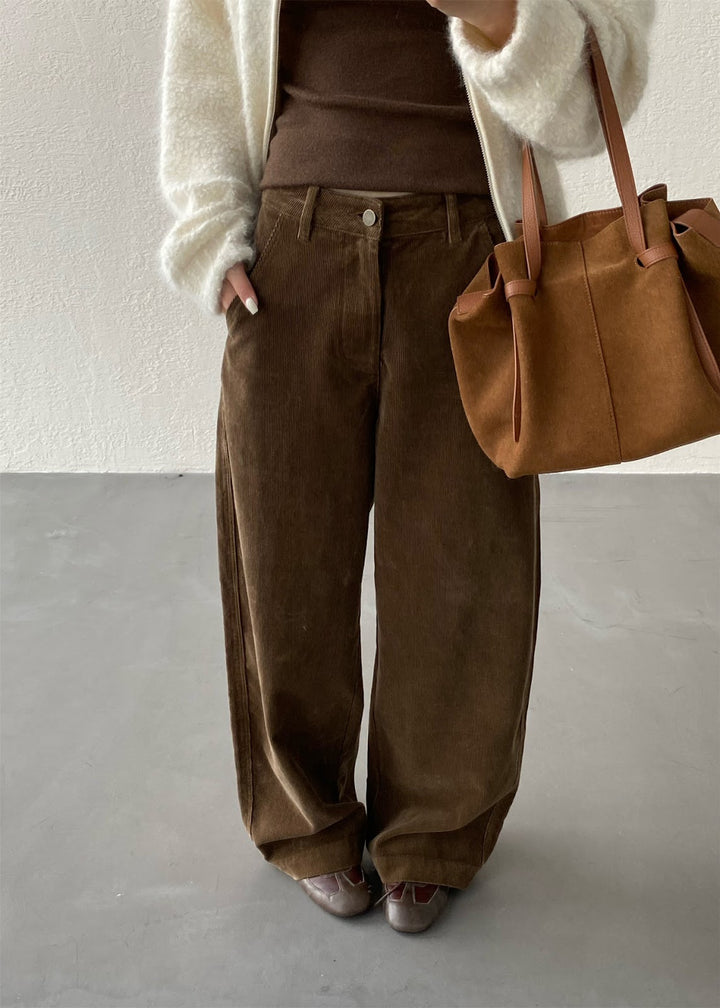 Cotton cord trousers, wide cut, lined, Autumn/Winter