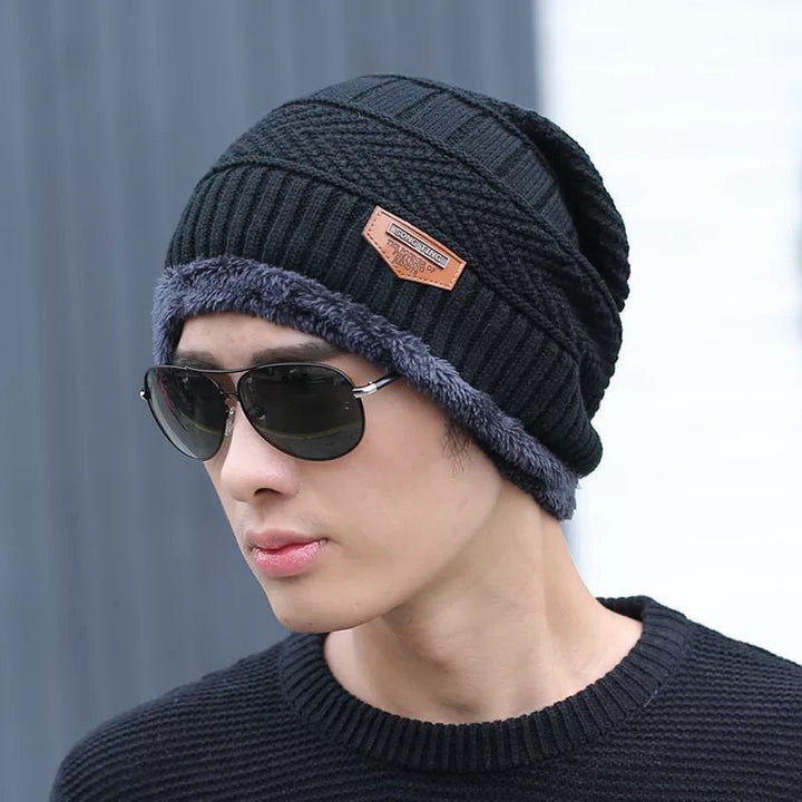Knitted beanie and scarf set, lined, winter