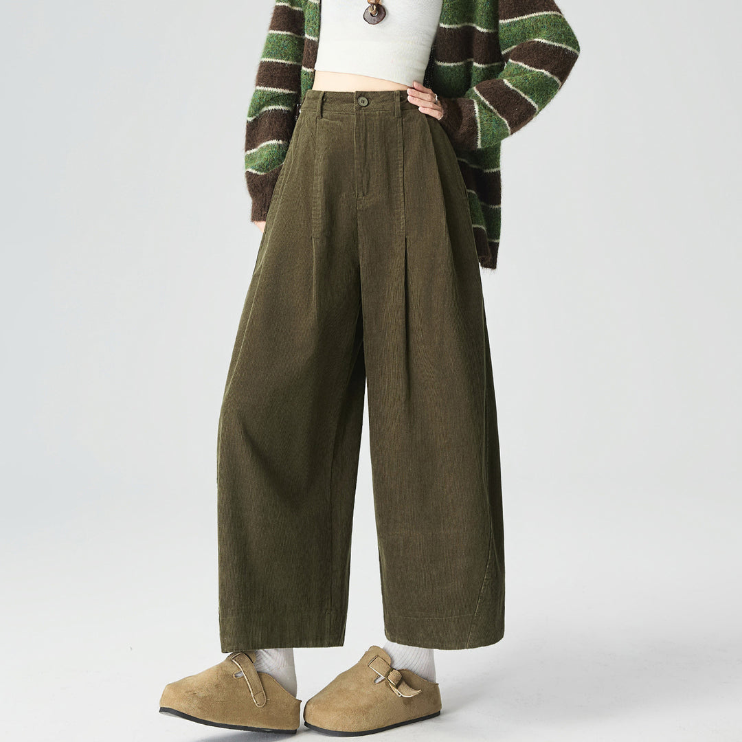 Cord pants, straight cut, 7/8 length