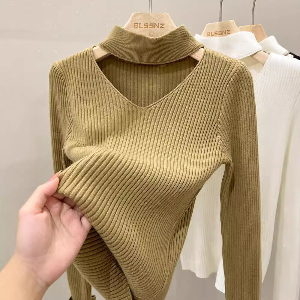 Elegant V-Neck Knit Sweater