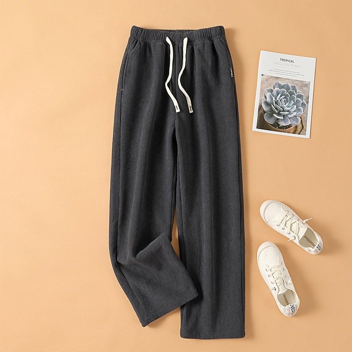 Ladies corduroy pants, high waist, straight fit