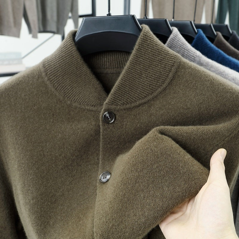 Men's cardigan with standing collar and buttons
