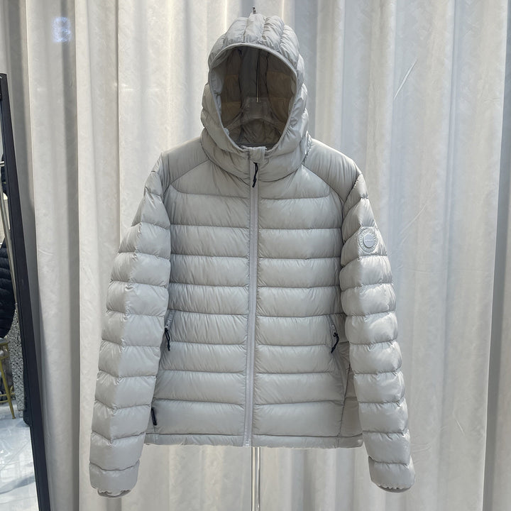 Light down jacket with hood, white duck down filling