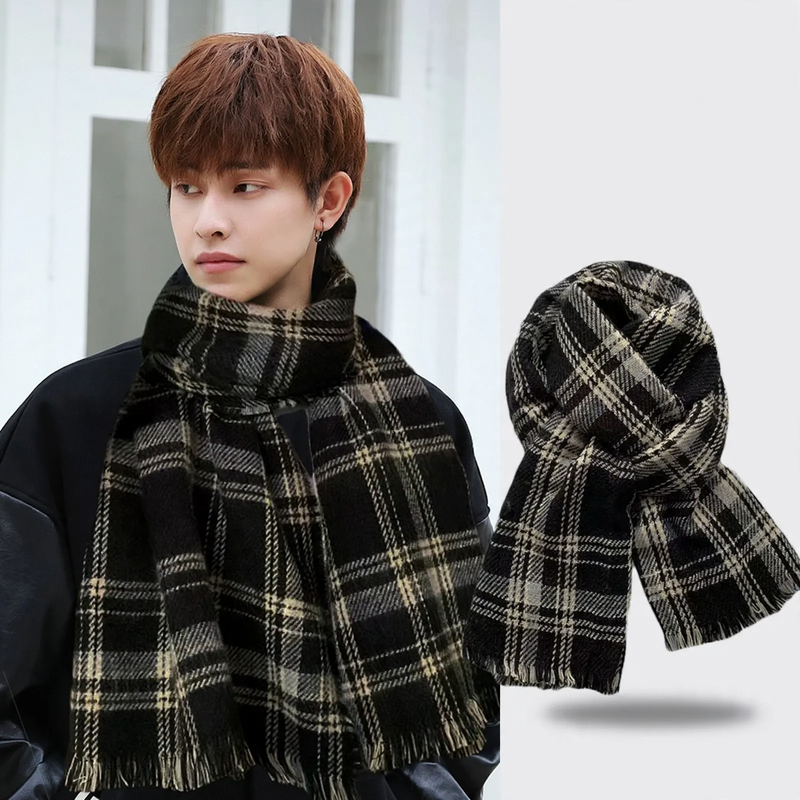 Classic checkered scarf, 200 cm, warming