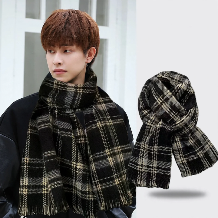 Classic checkered scarf, 200 cm, warming