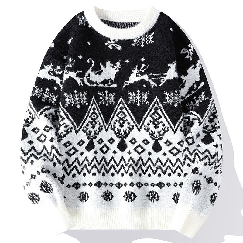 Knit pullover with round neck, floral pattern