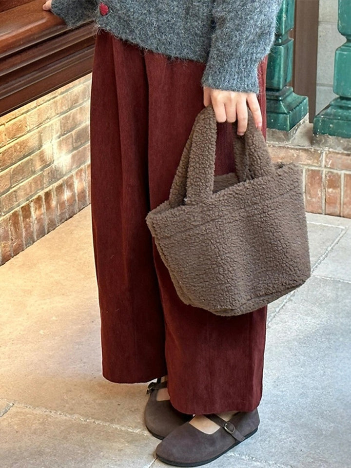 Women's corduroy pants, cropped, loose fit