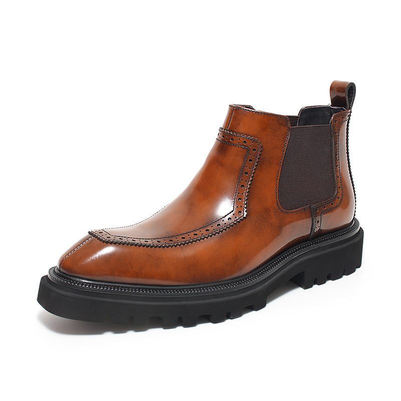 Men's Chelsea Boots made of Genuine Leather, Platform, British Style