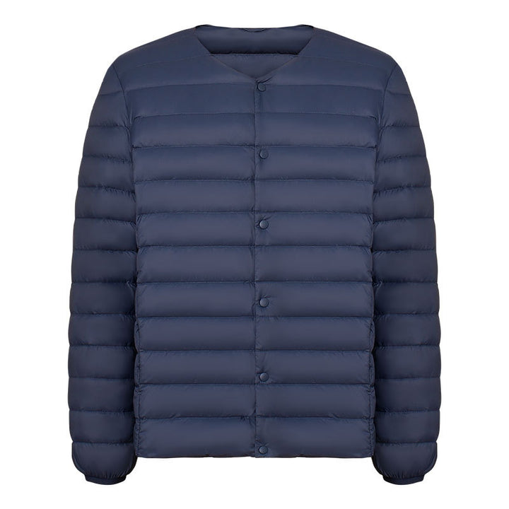 Light men's down jacket, V-neck or round neck