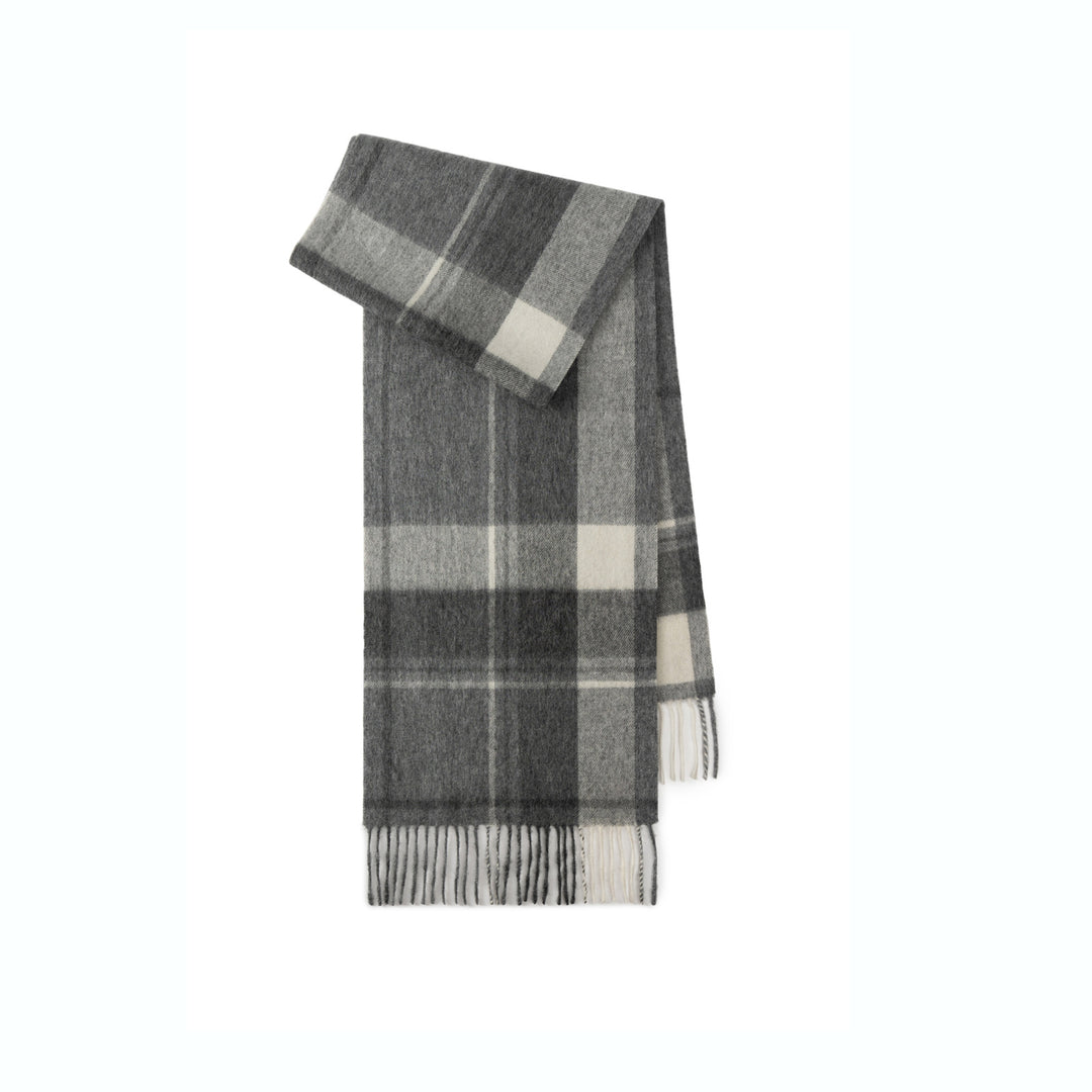 Wool scarf with check pattern, 180x30 cm