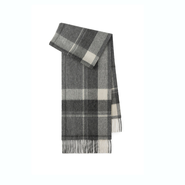 Wool scarf with check pattern, 180x30 cm