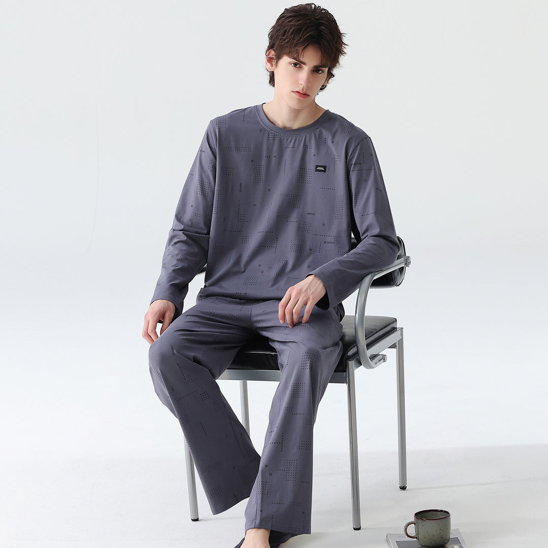 Men's pajama set made from 100% cotton, checkered