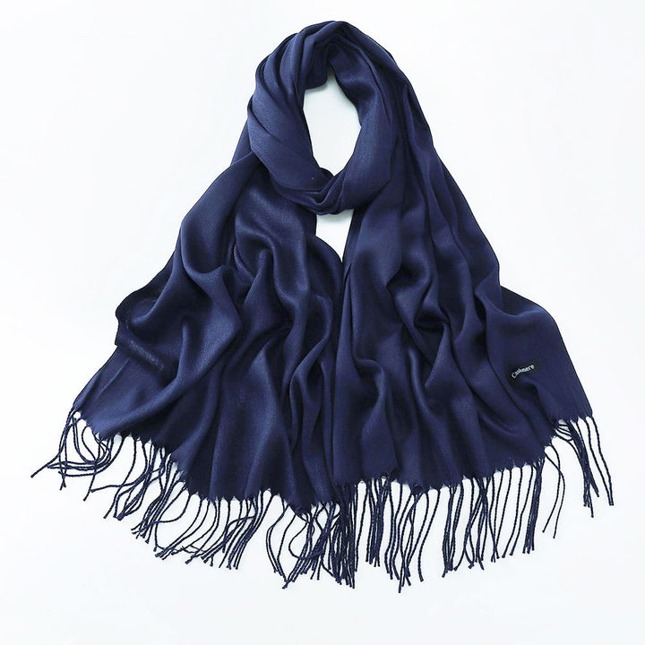 Solid colored scarf made of cashmere imitation with fringes, 200x70 cm