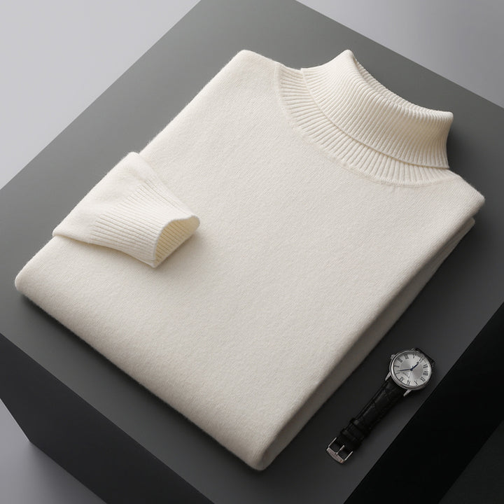 Men's turtleneck sweater, solid color, long-sleeved, knit
