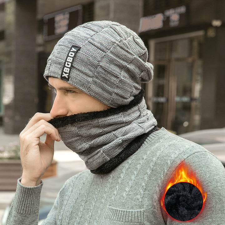 Winter knitted hat and scarf set, lined