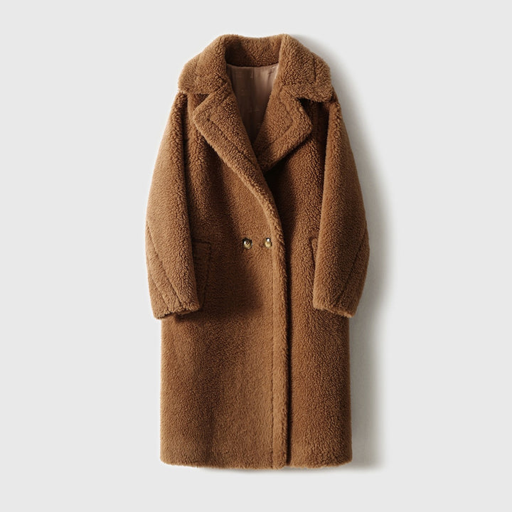 High-quality women's coat made of virgin wool and camel hair