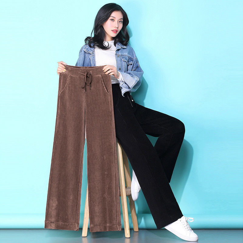 Women's wide-leg corduroy pants, lined