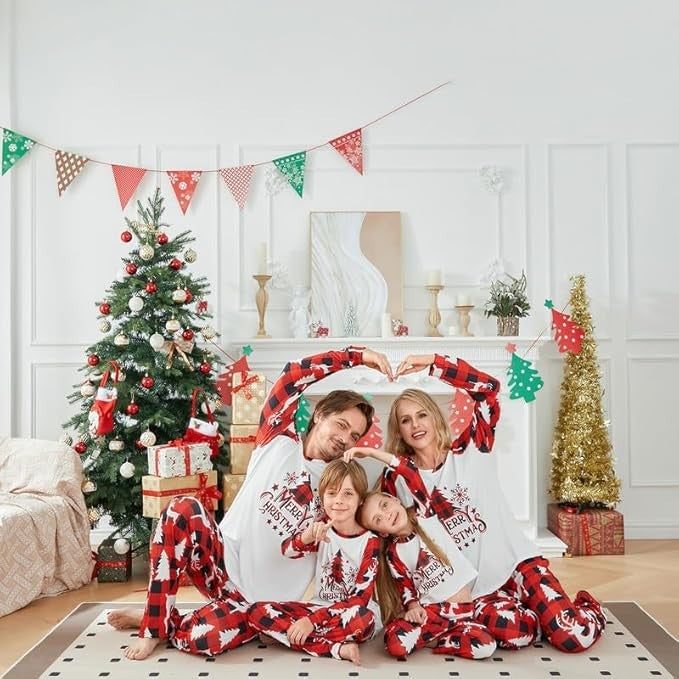 Family Pajama Set, Christmas Check Pattern