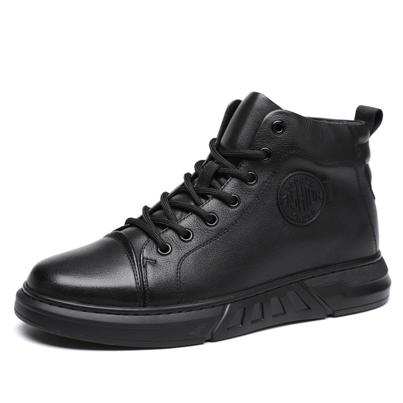 Padded men's ankle boots made of grain leather