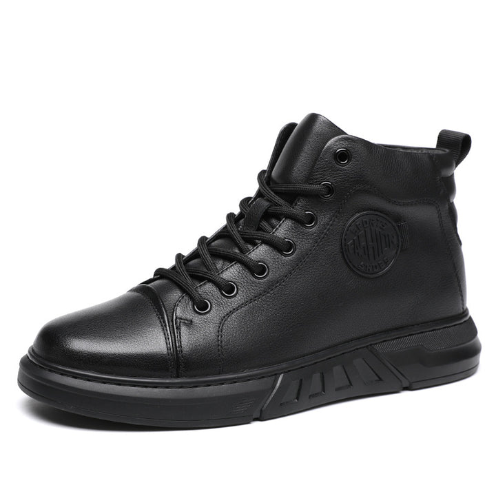 Padded men's ankle boots made of grain leather