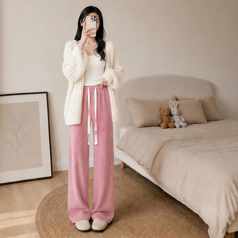 Women's corduroy pants with lamb fleece lining