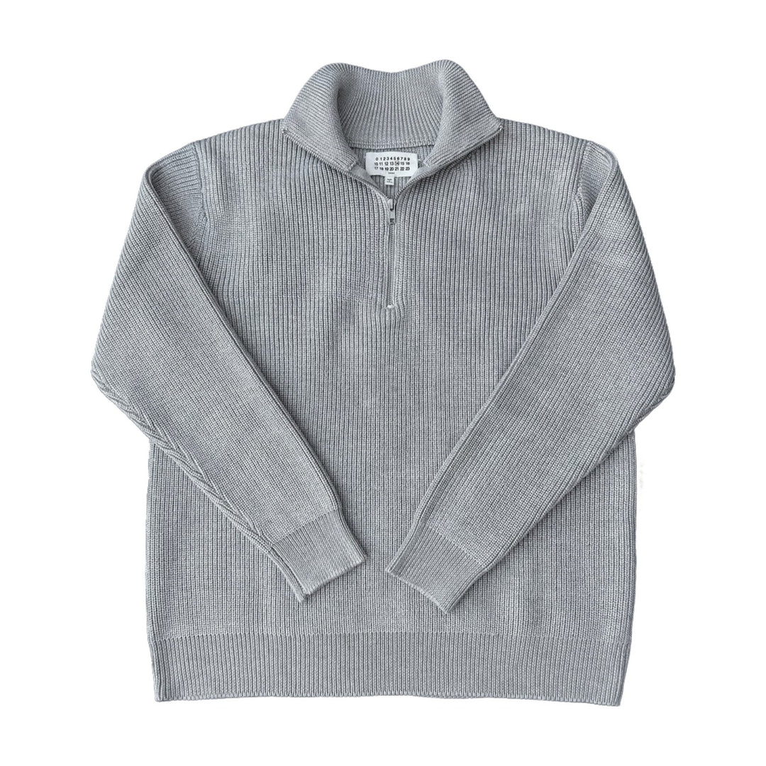 Unisex knitted pullover with zipper, cotton blend