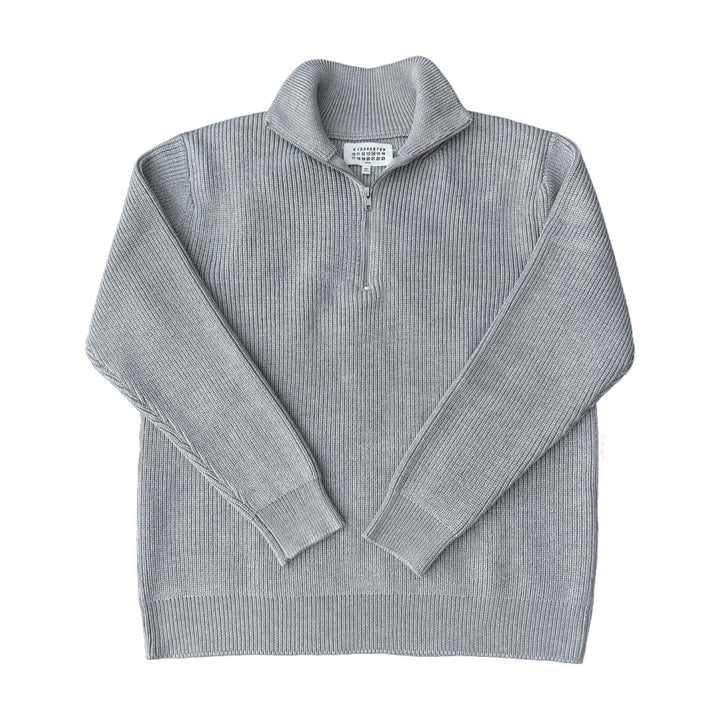 Unisex knitted pullover with zipper, cotton blend