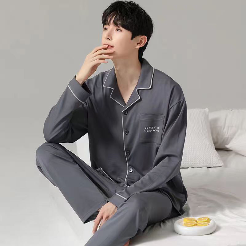 Men's house suit made of cotton, long-sleeved