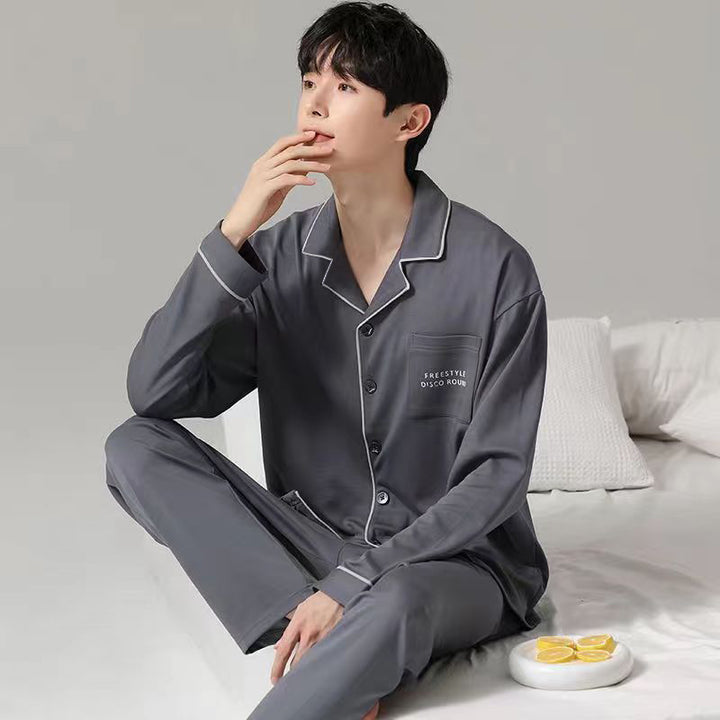 Men's house suit made of cotton, long-sleeved