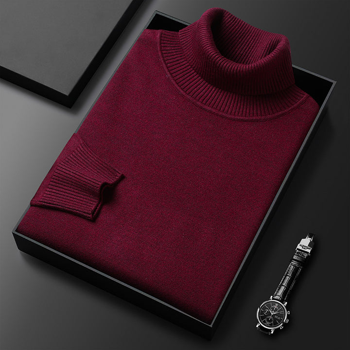 Men's turtleneck sweater, knitted, warm, solid color