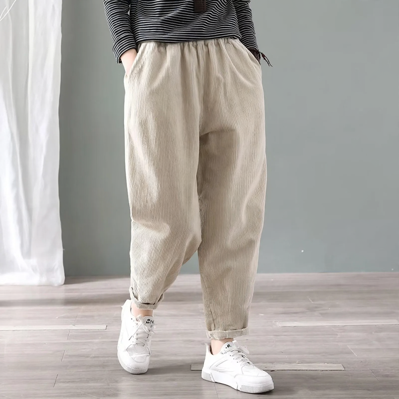 Padded Corduroy Harem Pants for Women, warm and comfortable