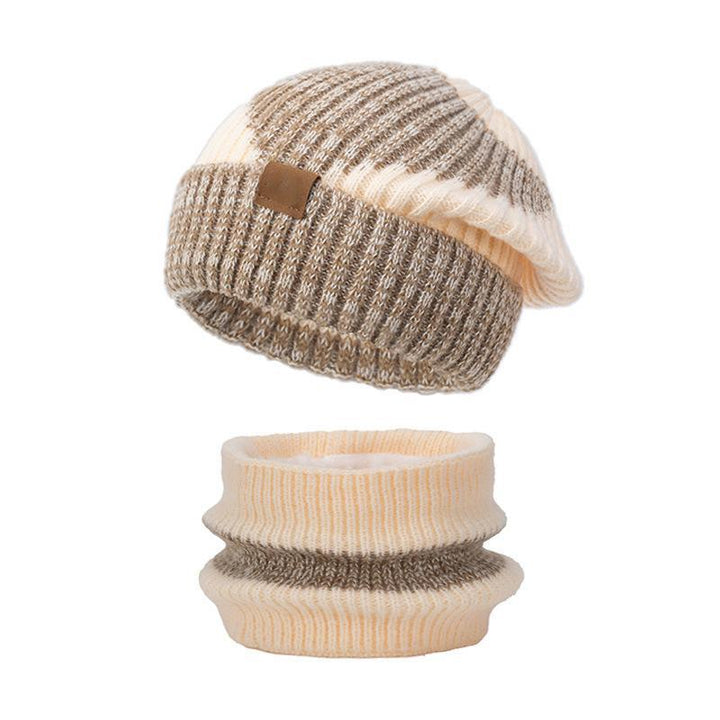 Women's Knit Beanie and Scarf Set, Lined, Two-Tone