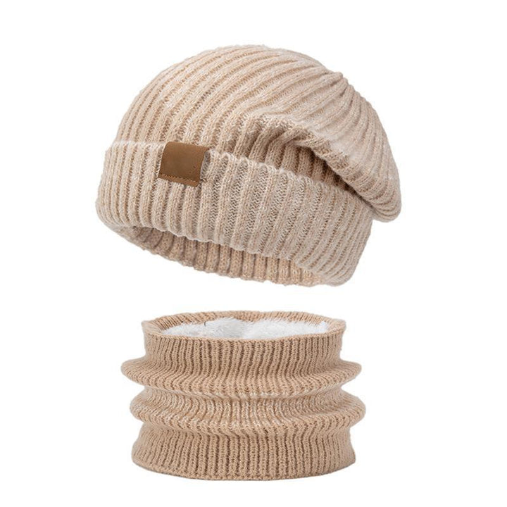 Women's Knit Beanie and Scarf Set, Lined, Two-Tone