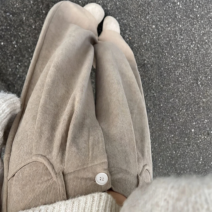 Padded corduroy suit pants with high waist