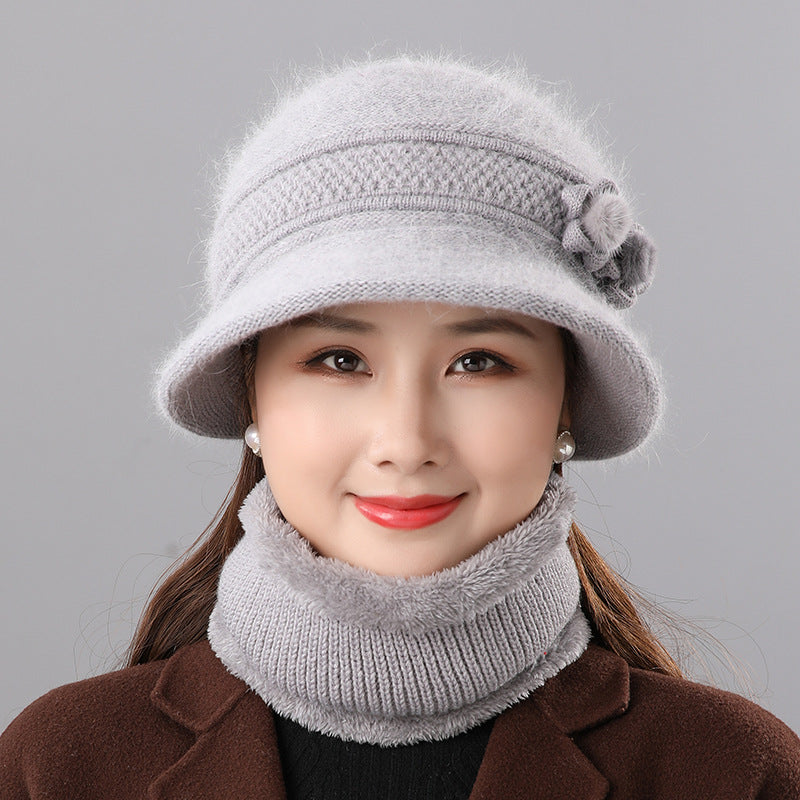 Warm set of knitted hat and scarf