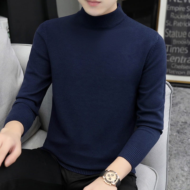 Men's knitted sweater with stand-up collar
