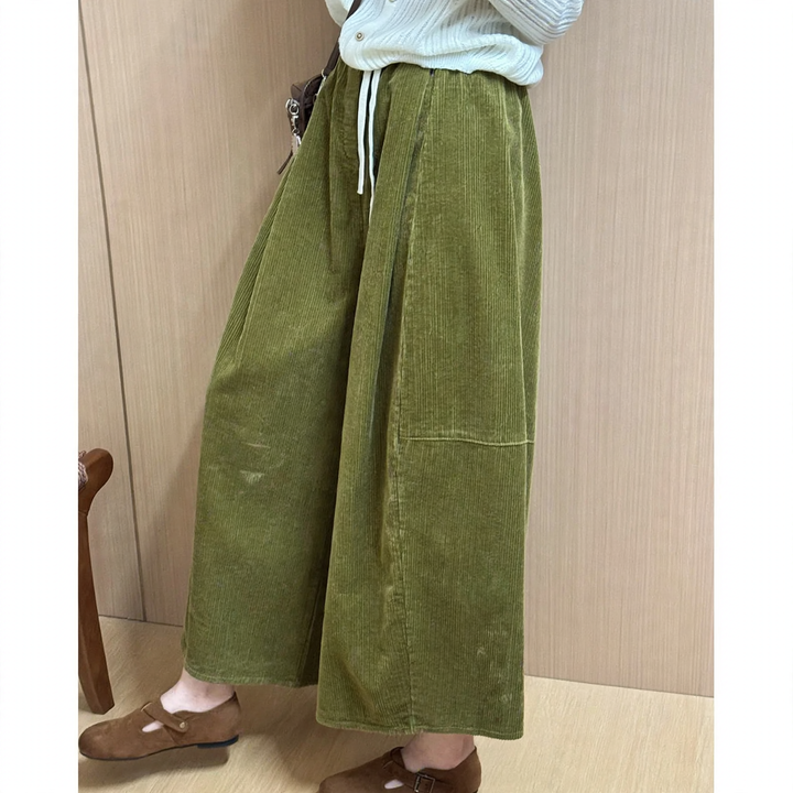 Women's wide-leg corduroy pants, lined
