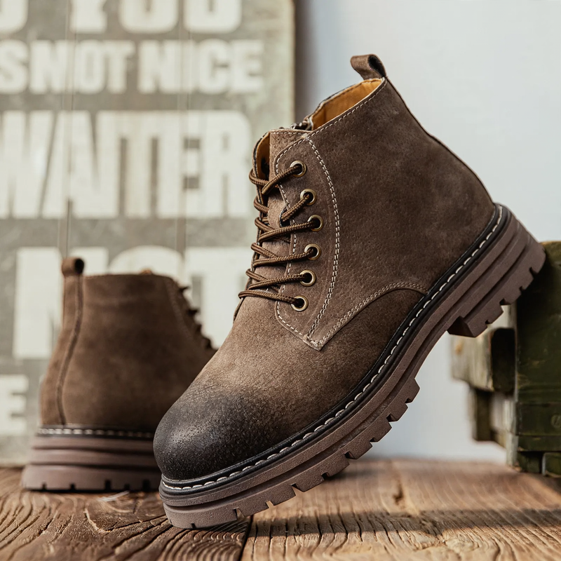 Men's boots with zipper, pigskin, lined