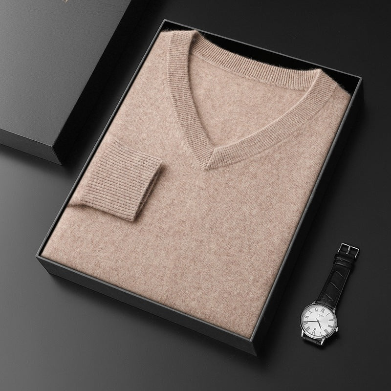 Men's Wool Sweater, V-Neck, Business Style