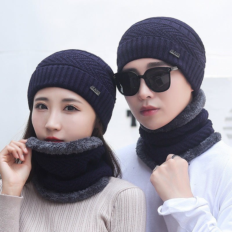 Knit hat and scarf set, lined